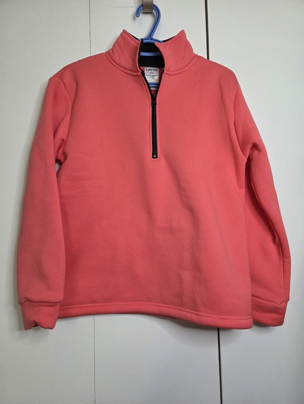 Women's M Coral Half-Zip Pullover Sweatshirt Athletic Wear Soft Red Orange